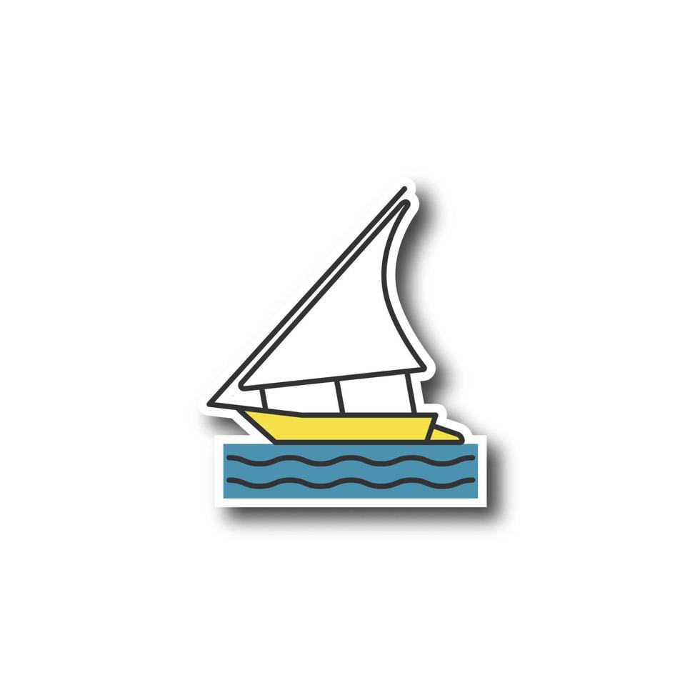 segelbåt patch. felucca. Yacht. färg klistermärke. vektor isolerade illustration