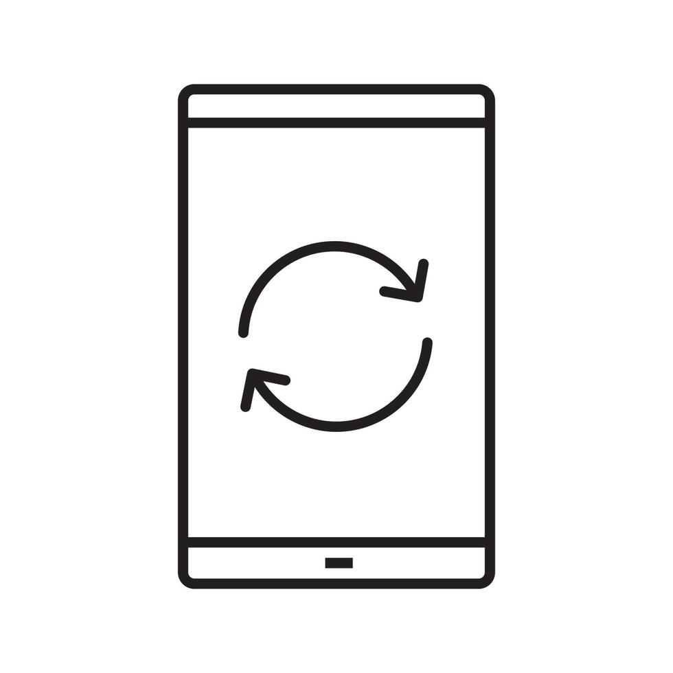 Lineares Symbol für die Schaltfläche zum erneuten Laden von Smartphones. dünne Linie Abbildung. Smartphone Neustart Kontursymbol. Vektor isolierte Umrisszeichnung
