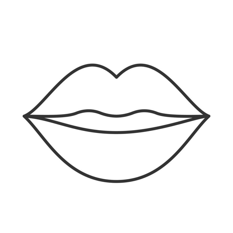 Kuss lineares Symbol. dünne Linie Abbildung. Lippenkontursymbol der Frau. Vektor isolierte Umrisszeichnung
