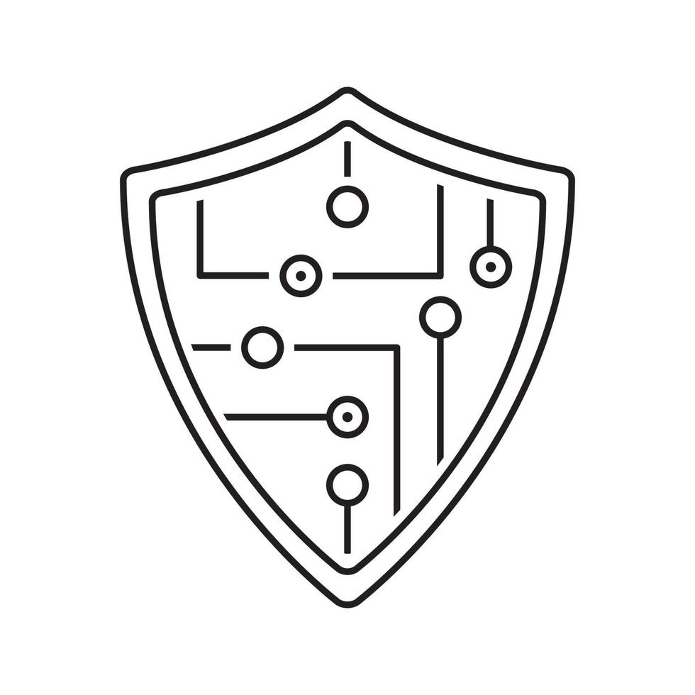 Schutzschild lineares Symbol. Firewall dünne Linie Abbildung. Kontursymbol des Antivirenprogramms. Vektor isolierte Umrisszeichnung