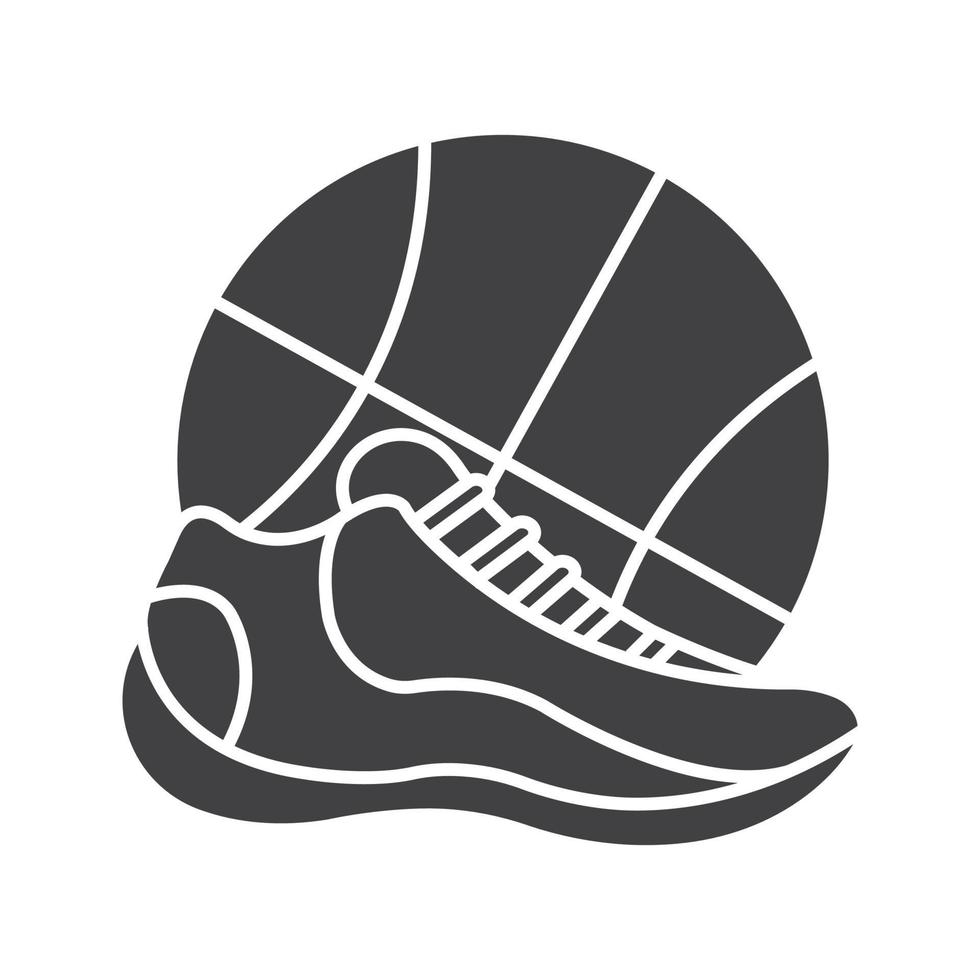 basket sko och boll ikonen. siluett symbol. negativt utrymme. vektor isolerade illustration