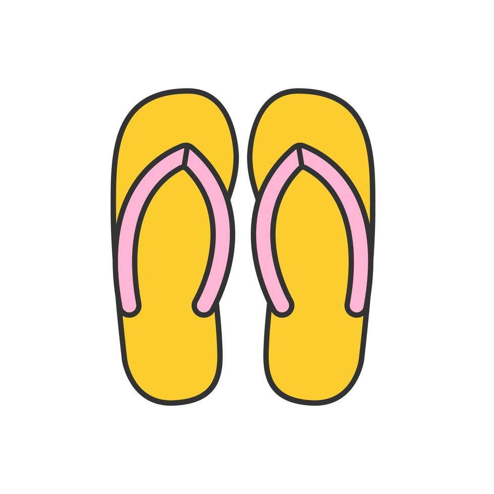 flip flops färgikon. sommartofflor. isolerade vektor illustration