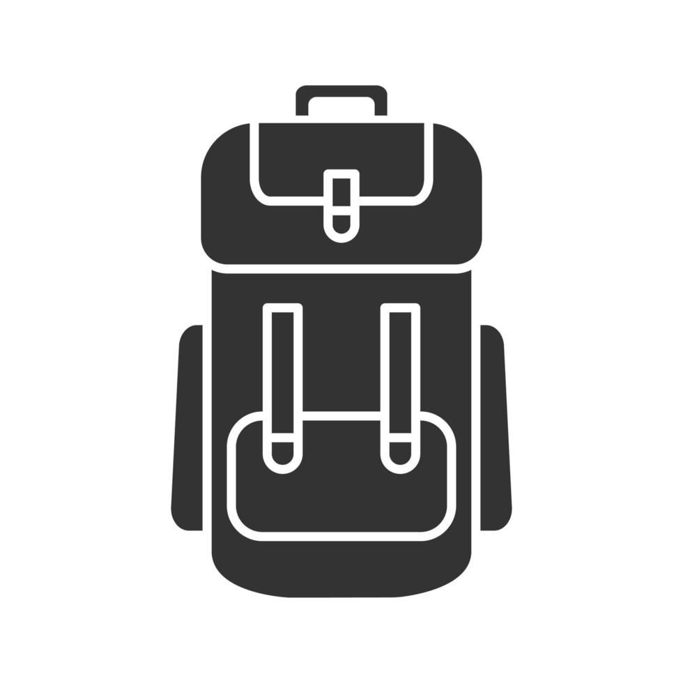 Camping-Rucksack-Glyphe-Symbol. Rucksack, Rucksack. Silhouette-Symbol. negativen Raum. isolierte Vektorgrafik vektor