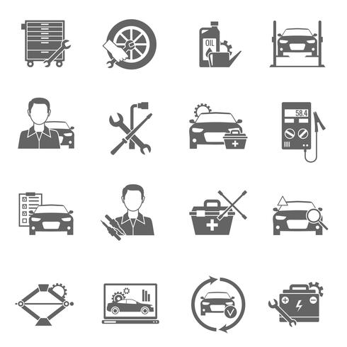 Automechaniker Icons Set vektor