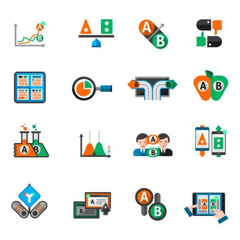 Ab Testing Icons Set vektor