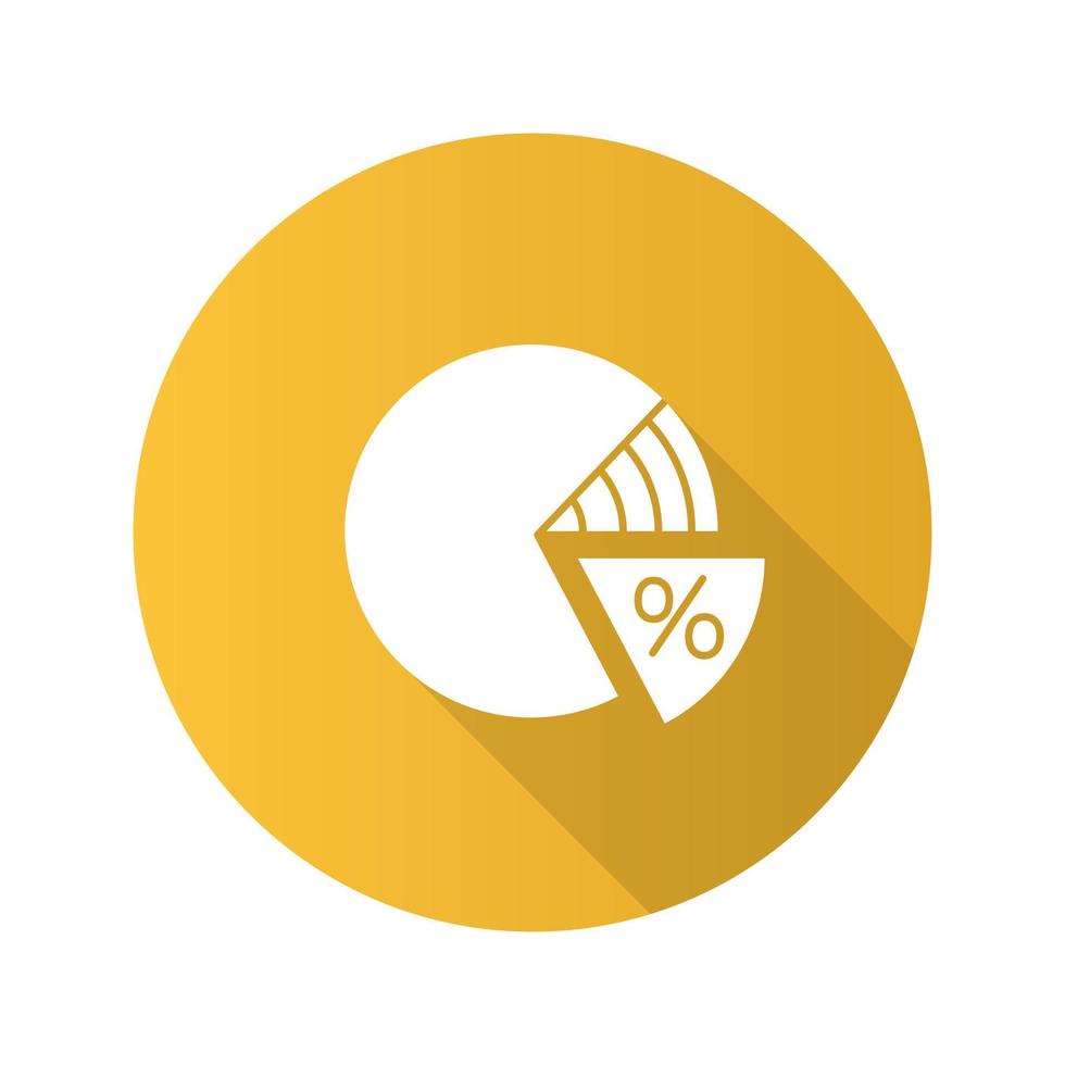Prozent Kreisdiagramm flaches Design lange Schatten Glyphe Symbol. Prozent Diagramm. Vektor-Silhouette-Abbildung vektor