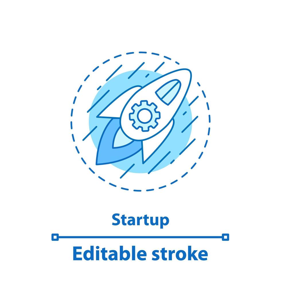 startup lansering koncept ikon. affärsutveckling idé tunn linje illustration. rymdskepp. tillväxt och förbättring. vektor isolerade konturritning. redigerbar linje