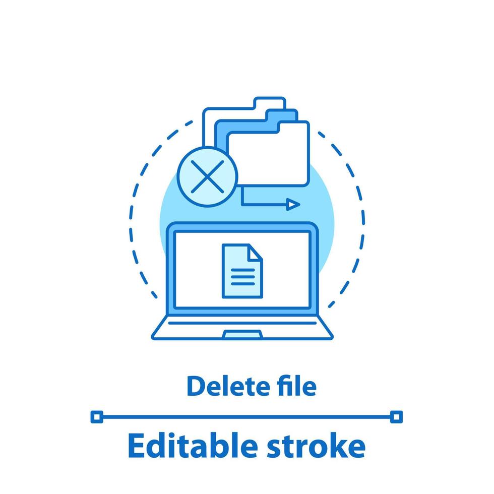 ta bort fil koncept ikon. filhantering. databorttagning idé tunn linje illustration. ta bort dokument. vektor isolerade konturritning. redigerbar linje