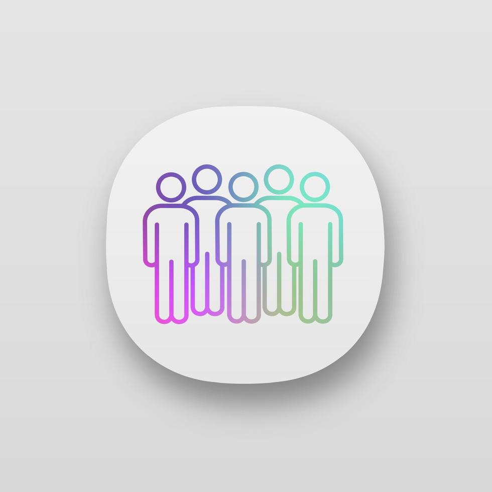 Symbol für die Besprechungs-App. ui ux-Benutzeroberfläche. Koalitionspolitik. Demonstranten. Gruppe von Leuten. Wähler, Wähler. Teilnehmer der politischen Bewegung. unkonventionelle Teilnahme. isolierte Vektorgrafik vektor