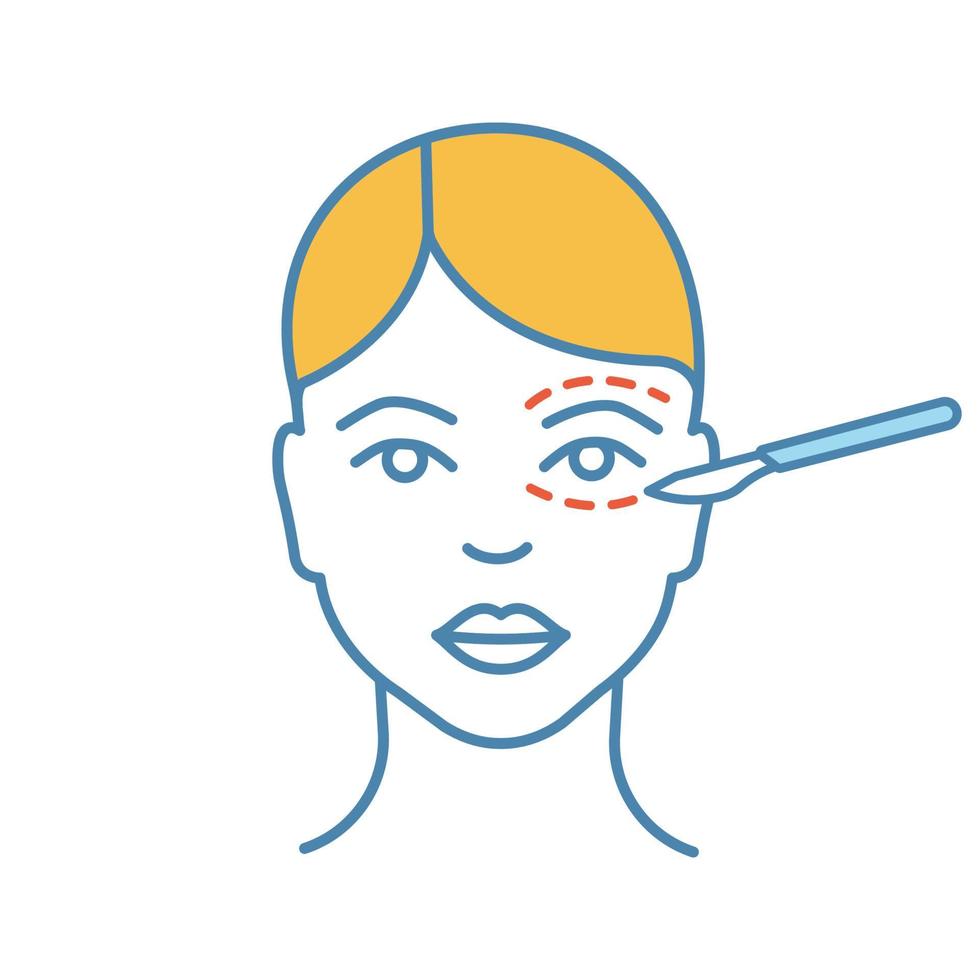 Farbsymbol für Blepharoplastik. plastische Chirurgie der Augenlider. Augenlifting-Operation. operative Gesichtsverjüngung. isolierte Vektorillustration vektor