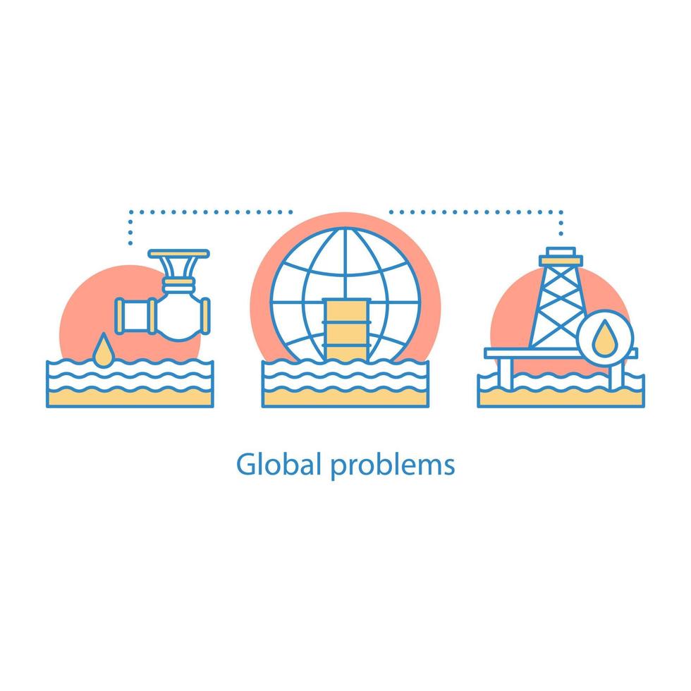 globala problem koncept ikon. oljeindustri. avfall kontaminering idé tunn linje illustration. vattenförorening. vektor isolerade konturritning