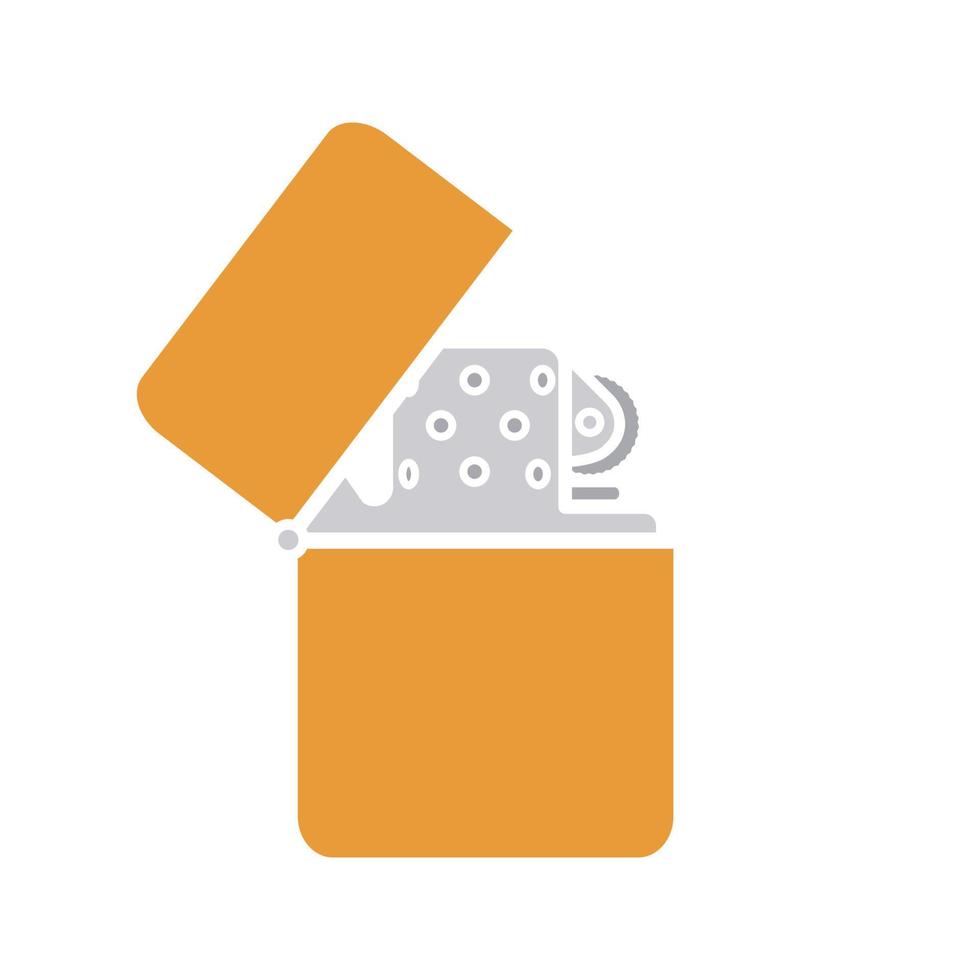 Flip-Feuerzeug-Farbsymbol. Zigarettenanzünder. Silhouette-Symbol auf weißem Hintergrund ohne Umriss. negativen Raum. Vektor-Illustration vektor