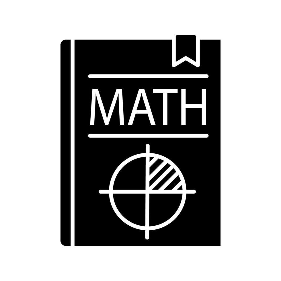 Mathelehrbuch-Glyphensymbol. Mathematik Buch. Geometrie. Silhouette-Symbol. negativen Raum. isolierte Vektorgrafik vektor