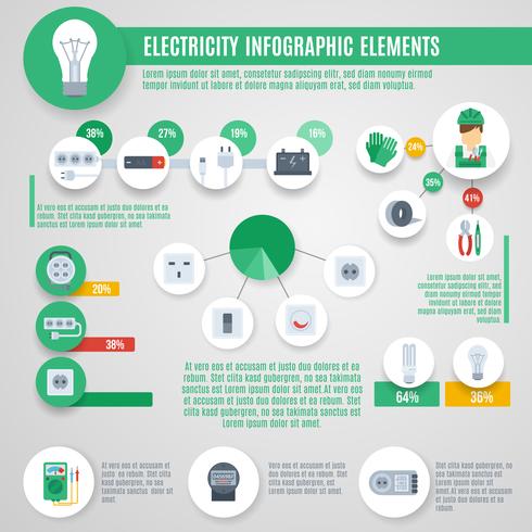 Elektriskt Infographics Set vektor