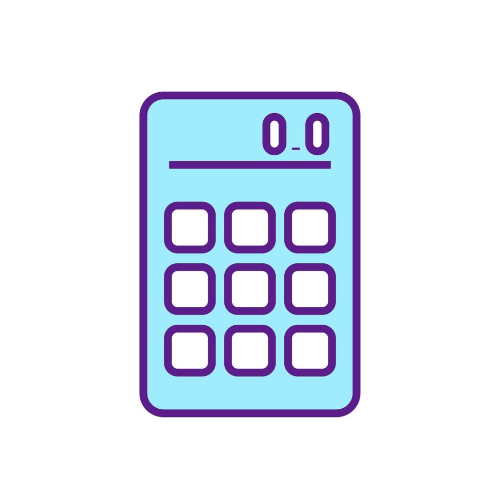 kalkylator rgb färgikon. matematiska beräkningar. vetenskaplig elektronisk anordning. aritmetiska operationer. finansiella redovisningsberäkningar. isolerade vektor illustration. enkel fylld linjeritning