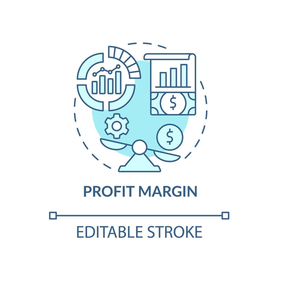 vinstmarginal blå konceptikon. beräkna intäkter. ekonomisk vinning. intäkter från tjänst. affärsmodell abstrakt idé tunn linje illustration. vektor isolerade kontur färgritning. redigerbar linje