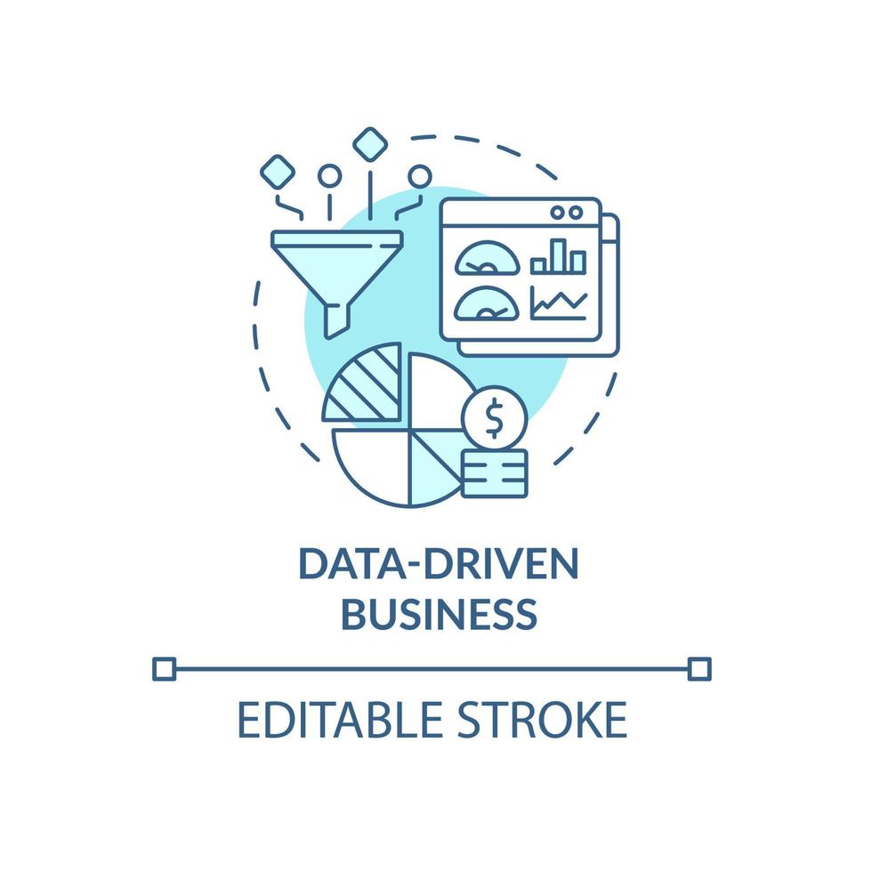 datadriven affärs blå konceptikon. information som tjänst. övervakningsanalys. affärsmodell abstrakt idé tunn linje illustration. vektor isolerade kontur färgritning. redigerbar linje