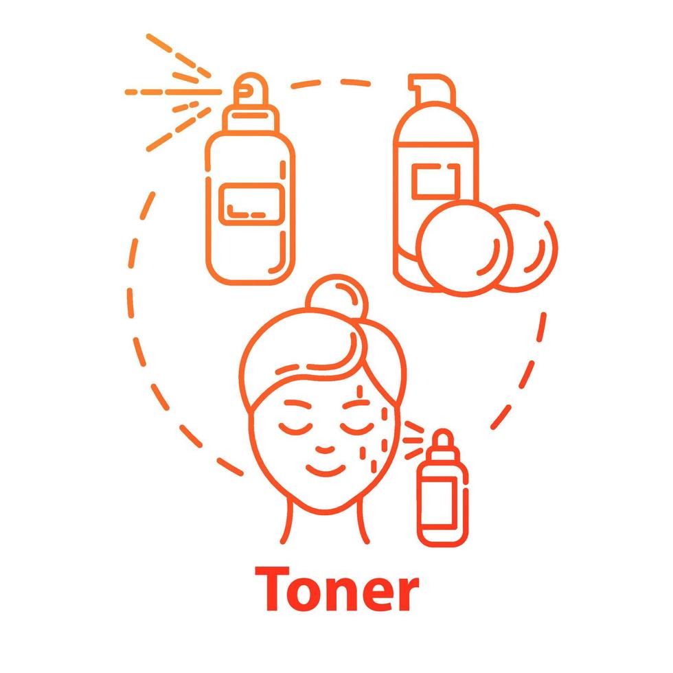 Toner, Hautreinigungssymbol für kosmetisches Produktkonzept. Gesichtshautstraffung, Schönheit, kosmetische Verfahrenidee dünne Linie Illustration. Vektor isoliert Umriss RGB-Farbzeichnung. bearbeitbarer Strich