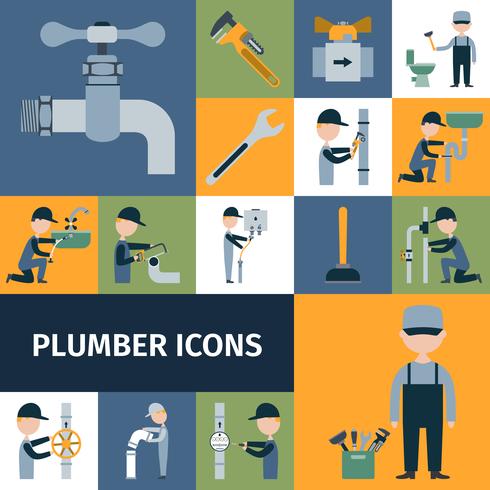 Klempner Icons Set vektor