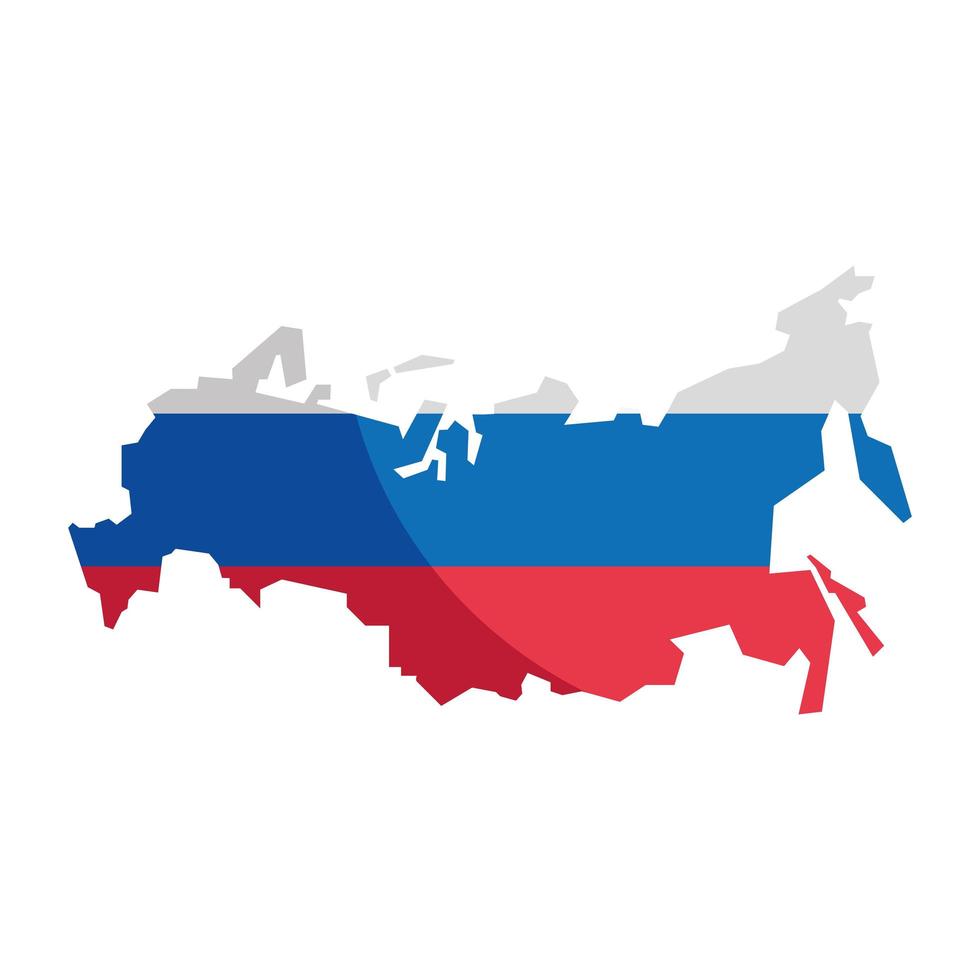 ryska flaggan på kartan vektor