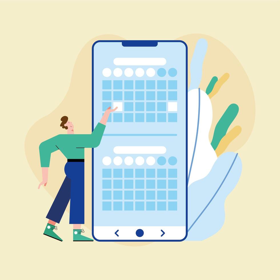 Mann mit Smartphone geplant vektor