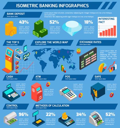 isometrisk bankinfographics vektor