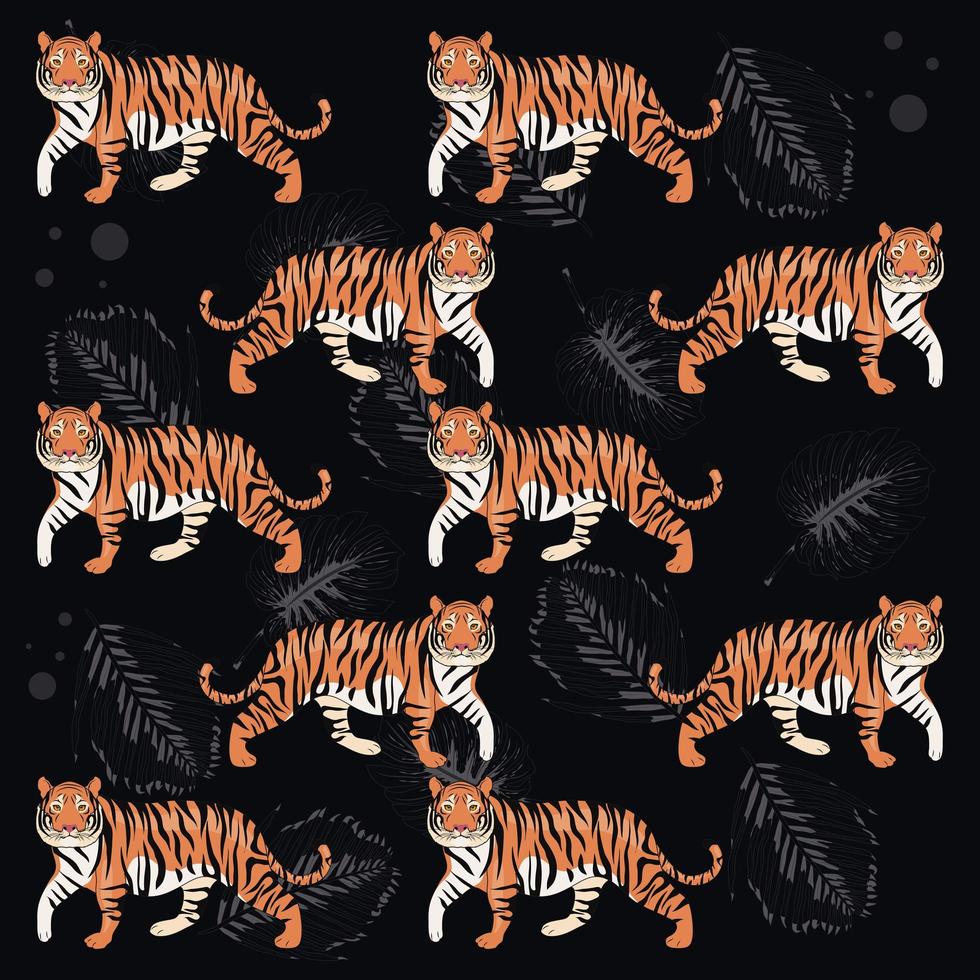 tigrar och löv mönster vektor
