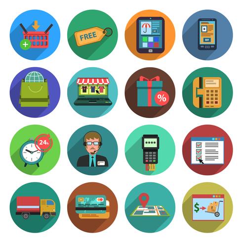 Online-Shopping-Flat Icon Set vektor