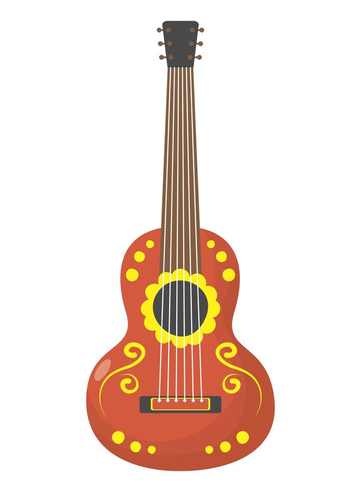 traditionell mexikansk gitarr instrument ikon vektor