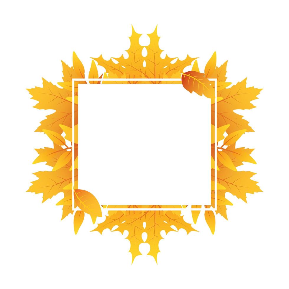 Herbst quadratischer Rahmen mit Blattdekoration vektor