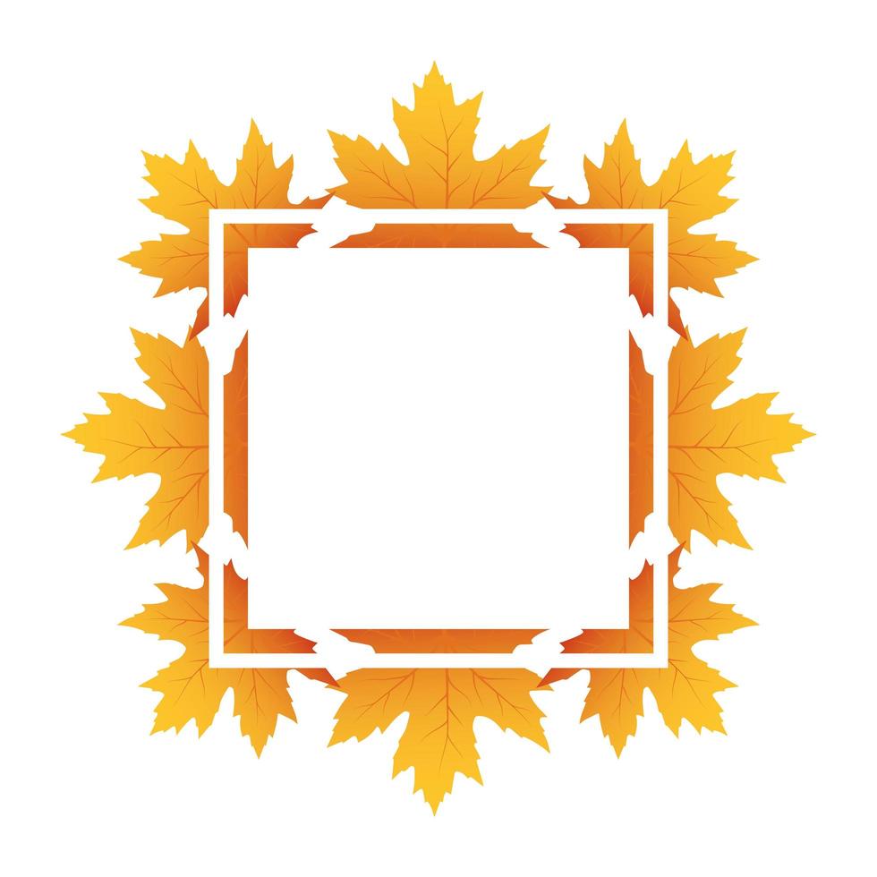 Herbst quadratischer Rahmen mit Blattdekoration vektor