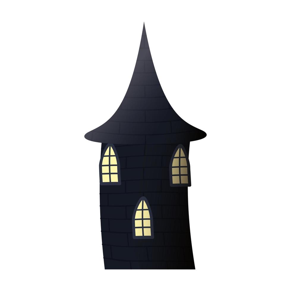 mörkt slott torn byggnad halloween ikon vektor