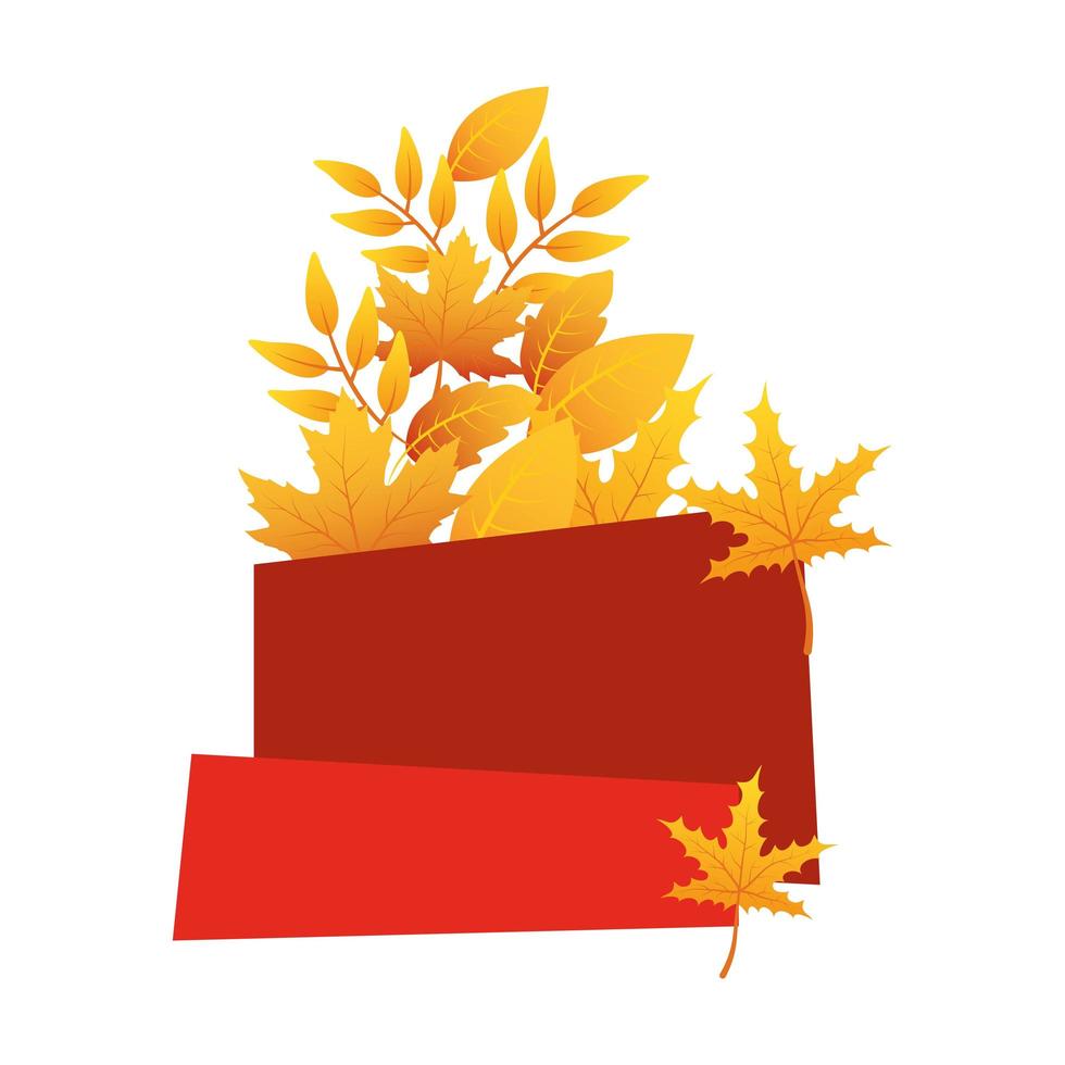 Herbstblätter Laub saisonal mit rotem Etikett vektor