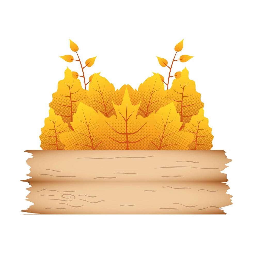 Herbstzweig mit Blättern und Holzetikett dekorative Krone vektor