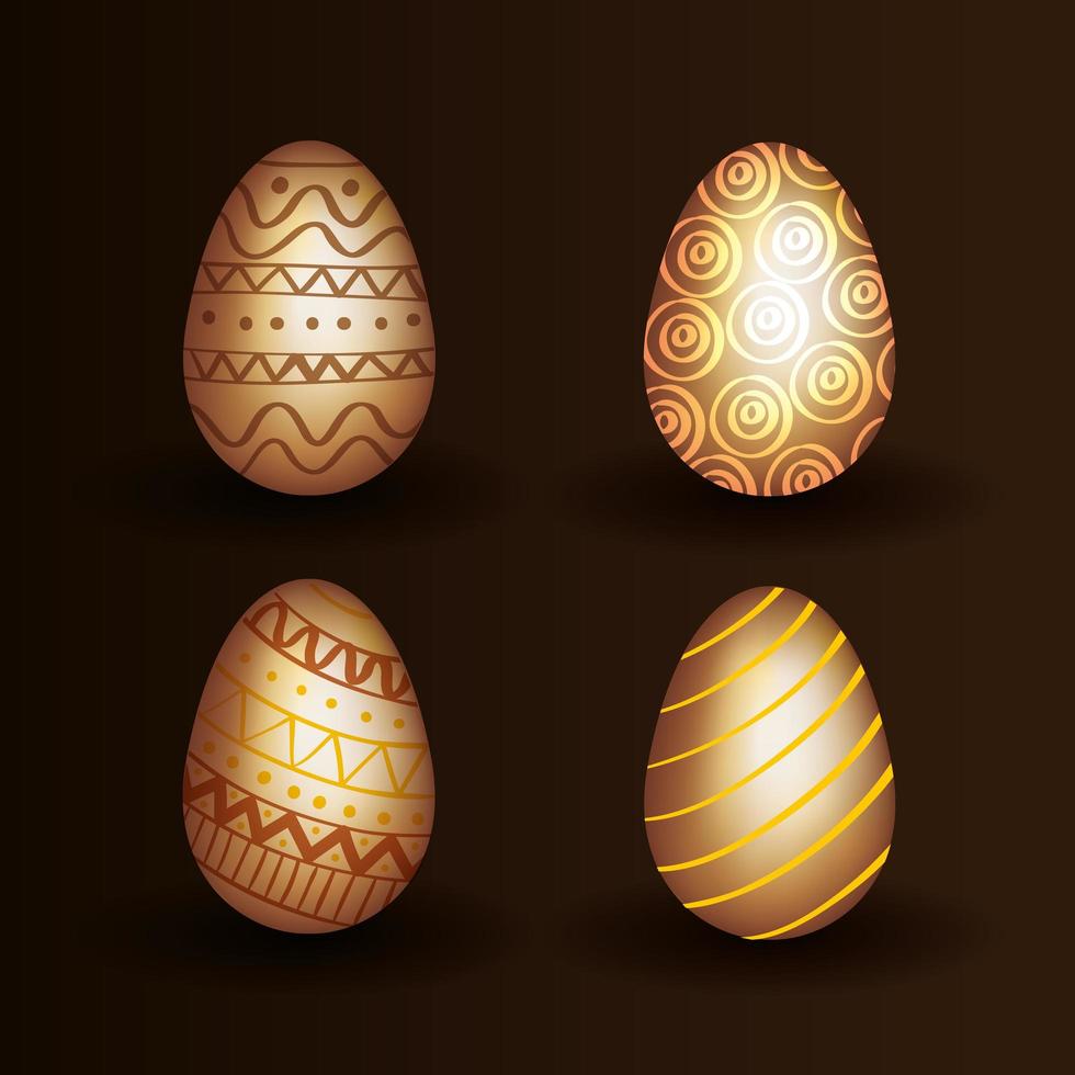 Eierset Ostern golden verziert vektor