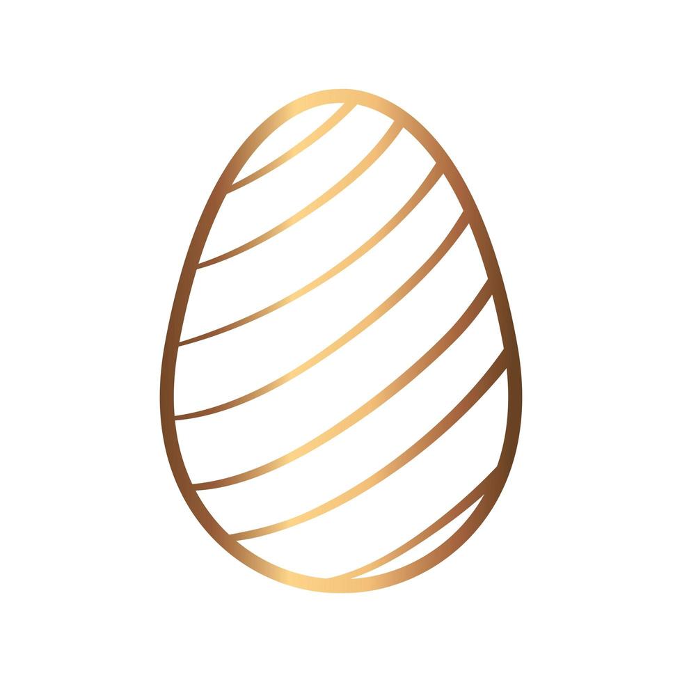 gyllene ägg påsk med linjer dekorerade isolerade ikon vektor