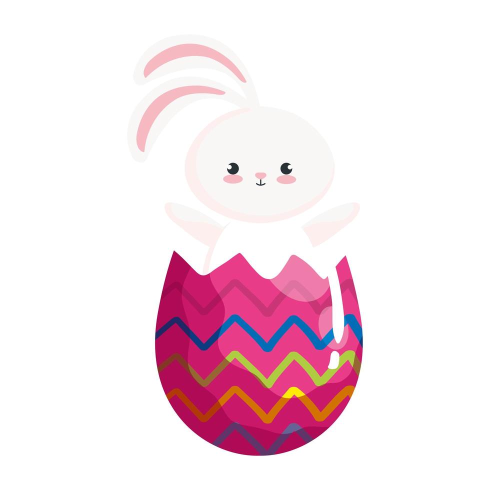 söt kanin i ägg påsk isolerade ikon vektor