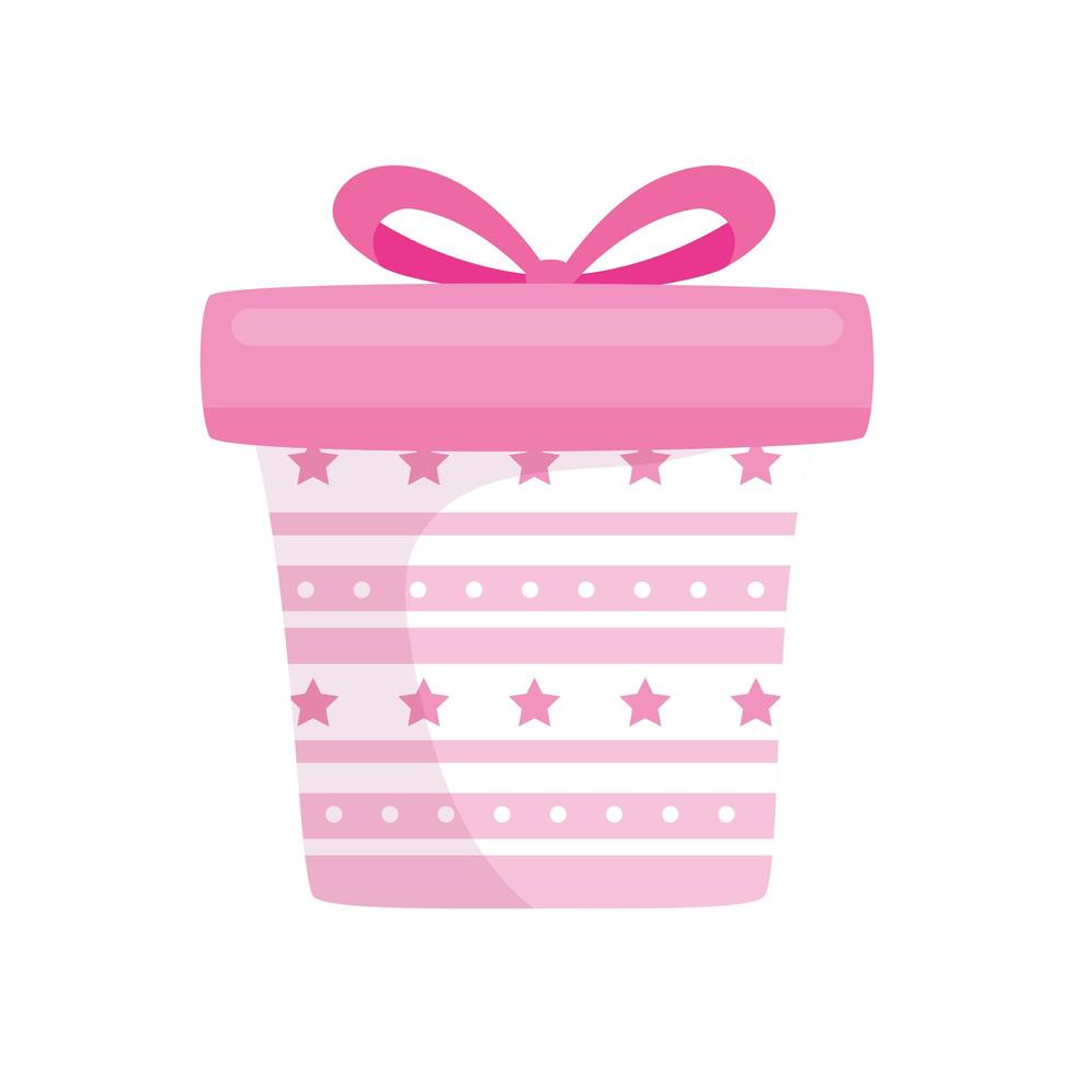 Geschenkbox präsentieren rosa isolierte Ikone vektor