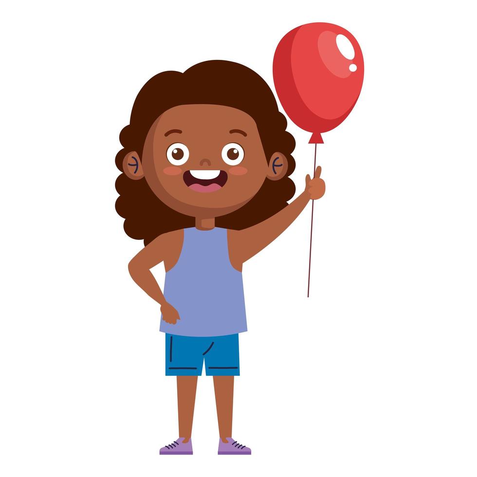 Mädchen Afro mit Ballon Helium Luft vektor