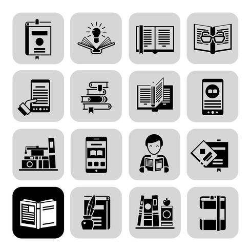 Bücher Icons Black Set vektor