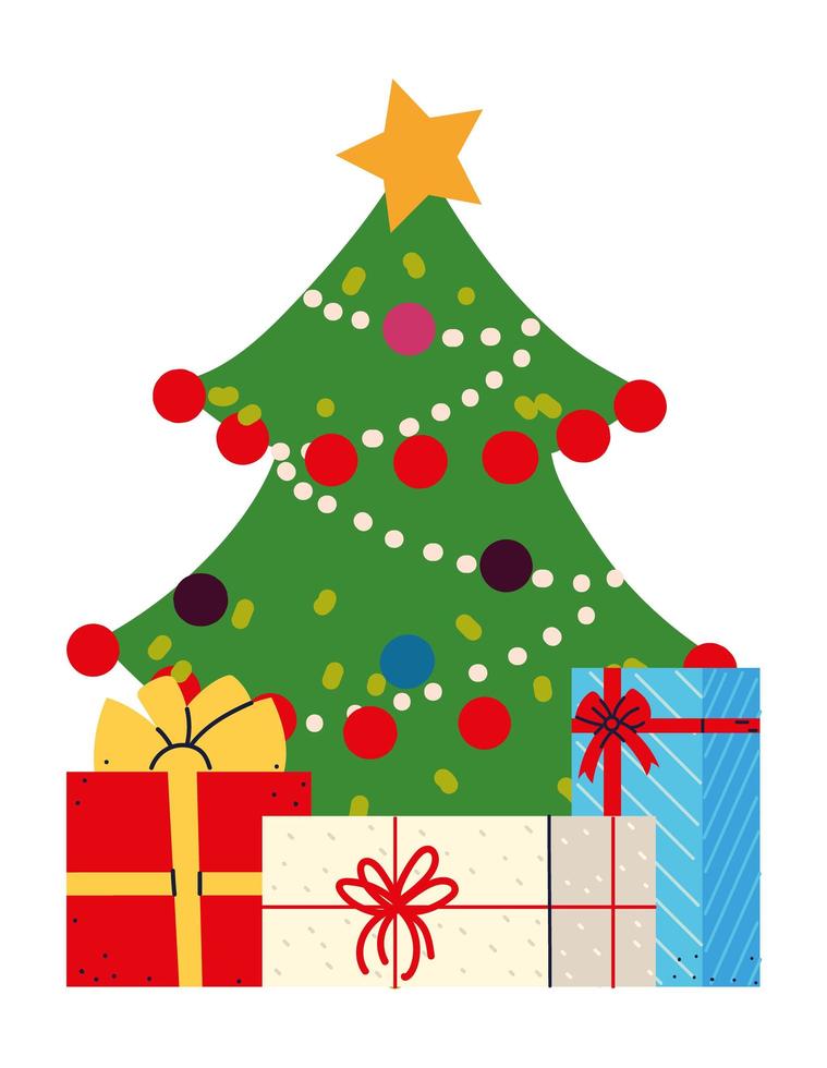Weihnachtsgeschenke und Baum vektor
