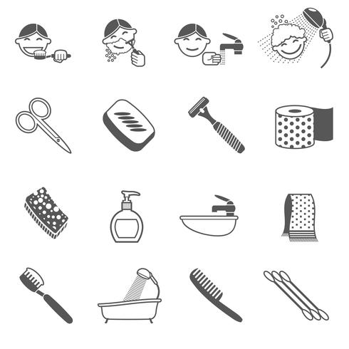 Hygiene-Icons schwarz vektor