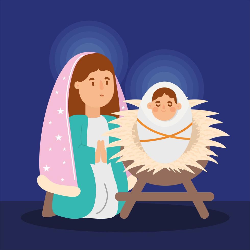 Mary och baby jesus vektor