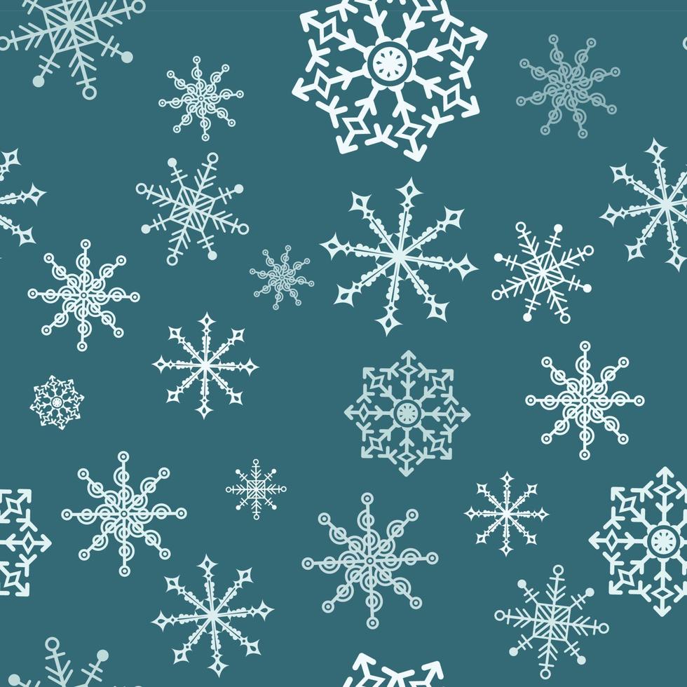 hübsche Schneeflocken. Duotone nahtlose Wintertextur. Winter Hintergrund. blaues und weißes Schneemuster. Weihnachtsvorlage vektor