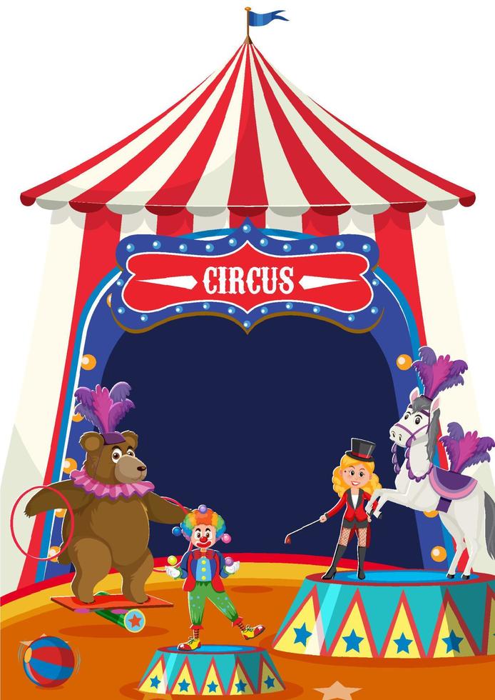 Zirkuskuppelzelt mit Tierdarsteller auf weißem Hintergrund vektor