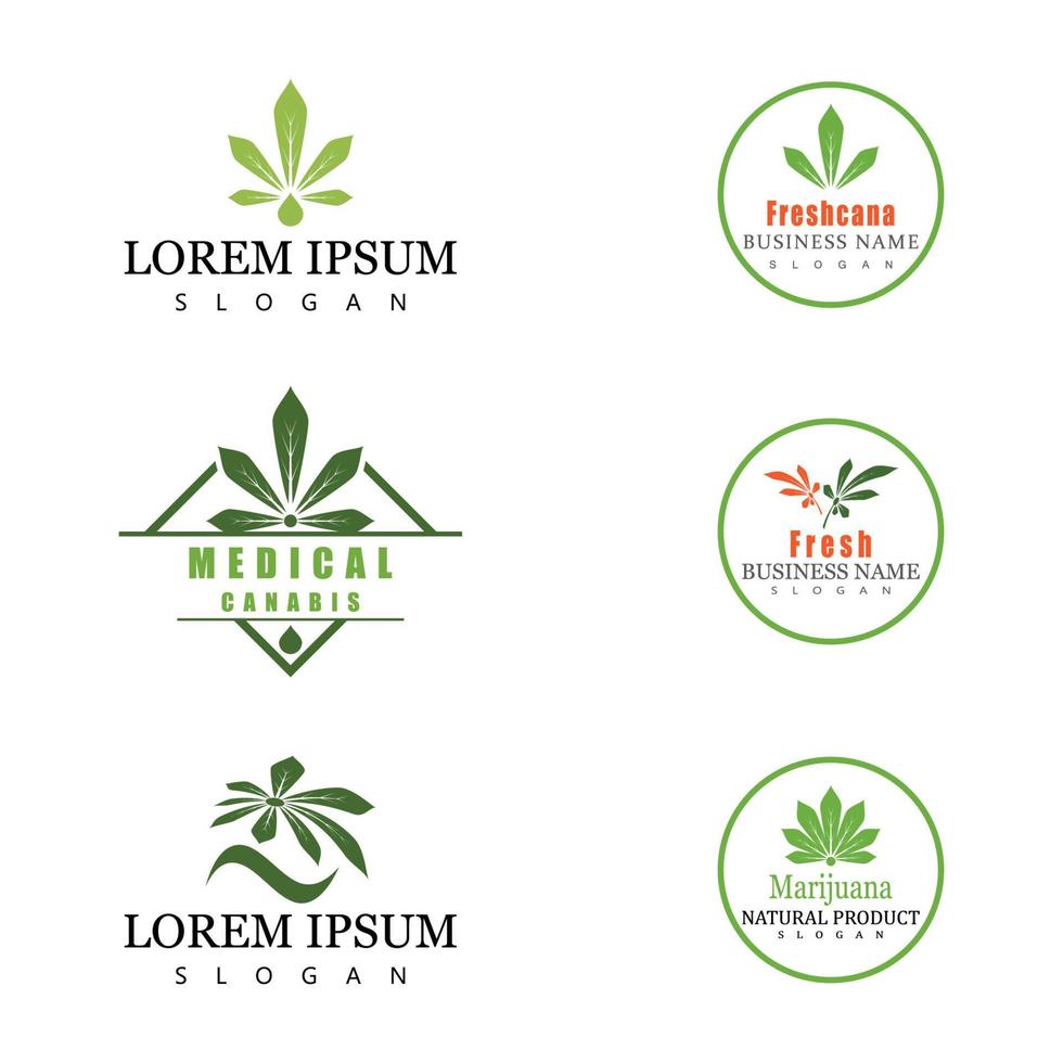 cannabis marijuana hampa blad logotyp och symbol vektor