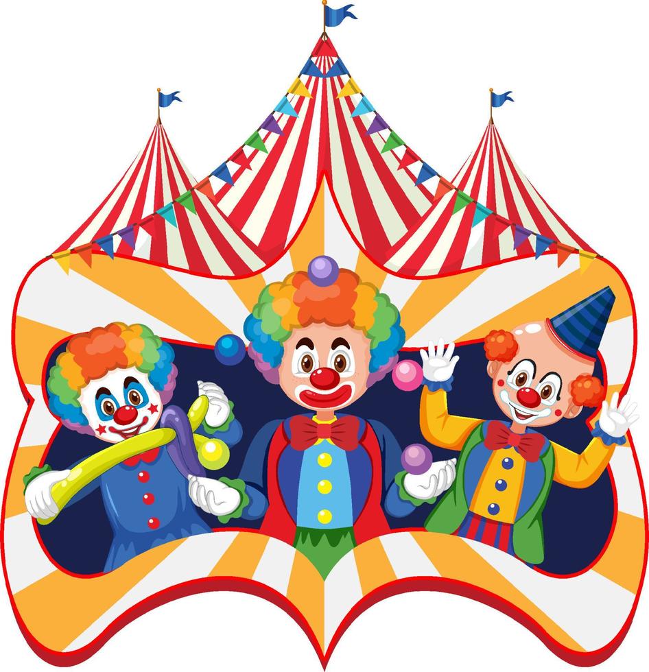 cirkus banderoll med tre clowner artist vektor