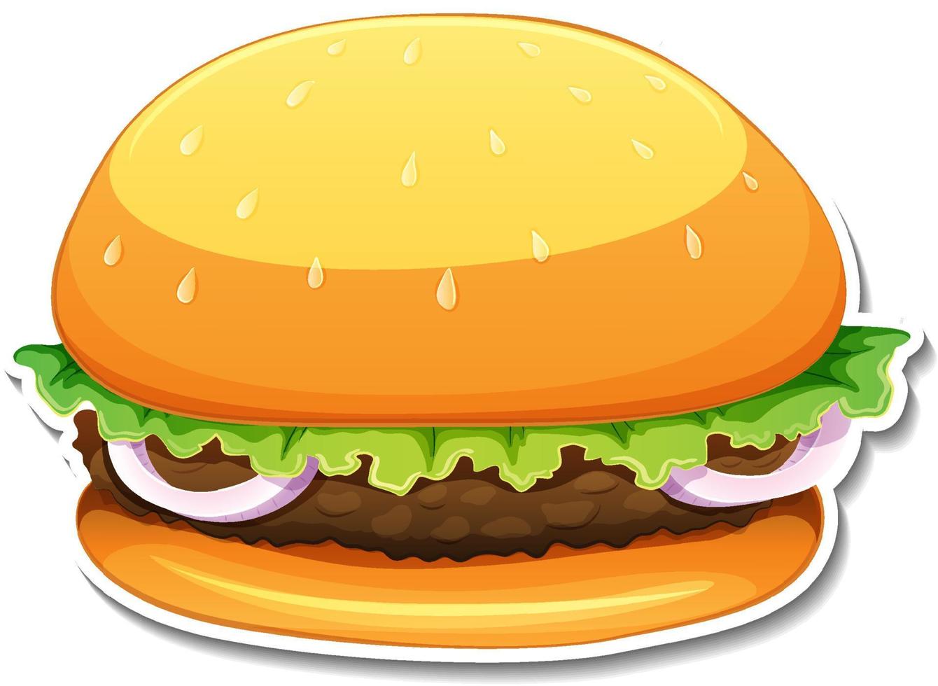 hamburgare med kött och grönsaker i tecknad stil vektor