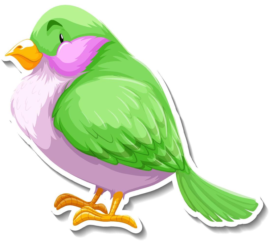 niedlicher grüner Vogel-Tier-Cartoon-Aufkleber vektor