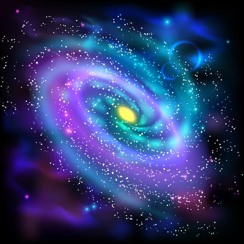 Spiral galax svart bakgrund ikon vektor